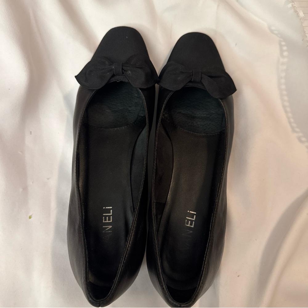 Vaneli Black Bow Flats for Women 9N